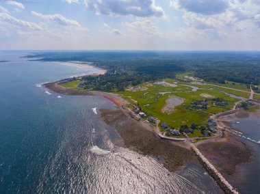 Rye Harbor 'ın Rye Harbor State Park' taki Rye Harbor hava görüntüsü, New Hampshire NH, ABD.