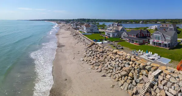 Waterfront Houses North Scituate Beach Aerial View Summer Town Scituate Stock Image
