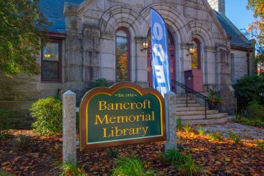 Bancroft Memorial Library at 50 Hopedale Street in historic town center of Hopedale, Worcester County, Massachusetts MA, USA.   clipart