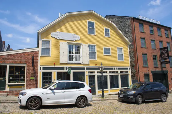 New Bedford Whaling National Historical Park 'taki Centre Street' teki tarihi ticari binalar New Bedford, Massachusetts MA, ABD. 