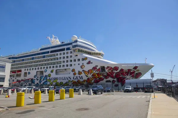 Norwegian Gem Norwegian Cruise Line Docked Boston Cruise Port Seaport Stock Photo