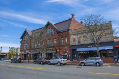 Winchester, Middlesex County, Massachusetts MA, ABD 'nin tarihi şehir merkezinde tarihi ticari binalar. 