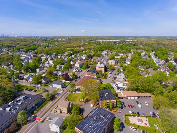 Saugus Historic Town Center Aerial View Main Street Spring Including Stock Image