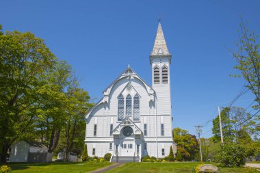 Georgetown, Massachusetts MA, ABD 'nin tarihi şehir merkezinde 7 Andover Caddesi' ndeki ilk Cemaat Kilisesi. 