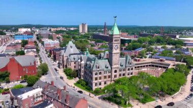 Lowell Belediye Binası ve tarihi şehir merkezi olan Lowell, Massachusetts MA, ABD.
