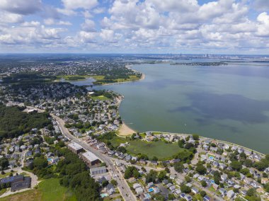 Adams Shore ve Quincy Körfezi hava manzaralı Quincy, Massachusetts MA, ABD. 