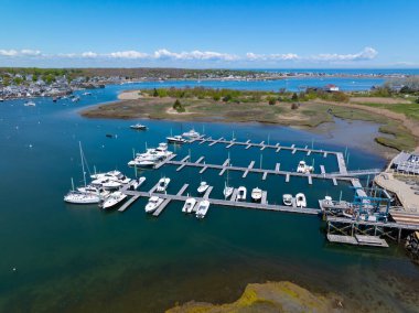 Scitate Limanı 'ndaki Deniz Merkezi' ni First Cliff ve Second Cliff hava manzarası arasında terk edin. ABD 'nin Massachusetts MA, Scituate kasabasında.. 