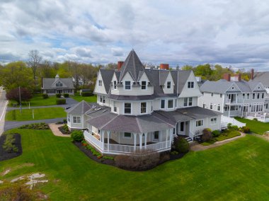 Cohasset, Massachusetts MA, ABD 'de tarihi sahil konağı havası bulutlu.. 