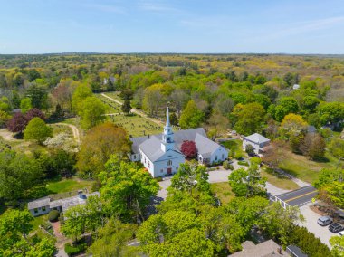 381 Country Way 'deki ilk Trinitarian Cemaati Kilisesi tarihi şehir merkezi Scituate, Massachusetts MA, ABD. 