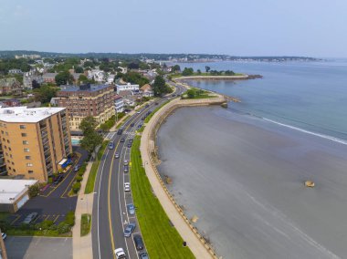 Lynn Shore Drive 'ın Lynn City, Essex County, Massachusetts MA' daki Lynn Beach hava görüntüsü.. 