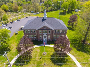 Kuzey Smithfield Belediye Binası hava görüntüsü 83 Greene Caddesi tarihi Slatersville köyü, North Smithfield, Rhode Island RI, ABD. 