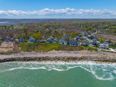 Peggotty Sahili ve tarihi deniz manzaralı evler Scituate, Massachusetts MA, ABD. 