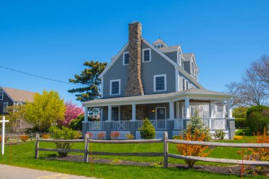 ABD 'nin Massachusetts MA, Scituate kasabasındaki First Cliff köyündeki tarihi rıhtım evi.. 