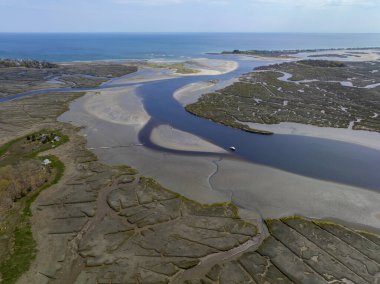 Kuzey Nehri, Atlantik Okyanusu 'nun ağzına yakın olan Scituate kasabası ile Massachusetts MA, ABD arasındaki hava manzarası.. 