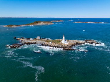 Boston Lighthouse on Little Brewster Island in Boston Harbor, Boston, Massachusetts MA, USA. clipart