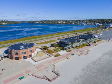 Rhody Sörf Okulu Newport ve Middletown, Rhode Island RI, ABD arasında Easton Sahili 'ndeki hava manzarası. 