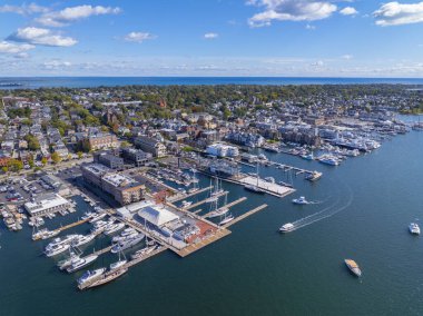 Newport Limanı hava görüntüsü Narragansett Körfezi, Newport şehri, Rhode Island RI, ABD. 