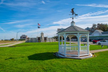 Bandstand and Veterans Memorial on town common in town of Hull, Massachusetts MA, USA.  clipart