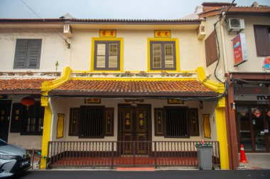 Malezya 'nın tarihi şehir merkezinde, Jalan Tan Tan Cheng Lock Caddesi' nde Çin tarzı bir ev. Malacca Boğazı 'nın tarihi şehirleri UNESCO' nun Dünya Mirası Alanıdır.. 