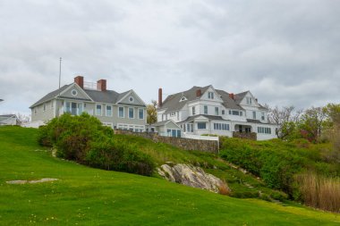 Cohasset, Massachusetts MA, ABD 'de tarihi sahil konağı havası bulutlu.. 
