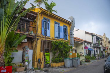 Tarihi şehir merkezi Melaka, Malezya 'daki Jalan Hang Lekir Caddesi' ndeki tarihi binalar. Malacca Boğazı 'nın tarihi şehirleri UNESCO' nun Dünya Mirası Alanıdır.. 
