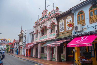 Tarihi şehir merkezi Melaka, Malezya 'da Jalan Hang Jebat Caddesi' nde Çin tarzı bir ev. Malacca Boğazı 'nın tarihi şehirleri UNESCO' nun Dünya Mirası Alanıdır..