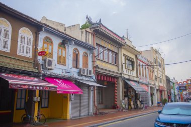 Melaka, Malezya 'nın tarihi şehir merkezinde Jalan Hang Jebat Caddesi' ndeki Teo Chew Hui Kuan Binası. Malacca Boğazı 'nın tarihi şehirleri UNESCO' nun Dünya Mirası Alanıdır..