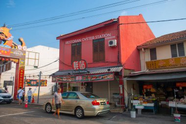 Tarihi şehir merkezi Melaka, Malezya 'daki Jalan Tokong Caddesi' ndeki tarihi binalar. Malacca Boğazı 'nın tarihi şehirleri UNESCO' nun Dünya Mirası Alanıdır..