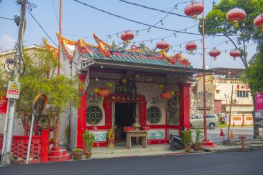 Malezya 'nın tarihi şehir merkezi Jalan Tokong Caddesi' ndeki Guang Fu Kong Tapınağı. Malacca Boğazı 'nın tarihi şehirleri UNESCO' nun Dünya Mirası Alanıdır..