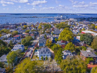 Newport Limanı hava görüntüsü Narragansett Körfezi, Newport şehri, Rhode Island RI, ABD. 