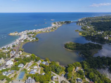 Hull, Massachusetts MA, ABD Atlantik Bölgesi 'nde Straits Pond ve Hull kıyı manzarası. 
