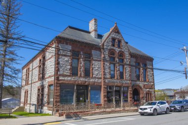 Hopedale Town Hall at 70 Hopedale Street in historic town center of Hopedale, Worcester County, Massachusetts MA, USA.   clipart