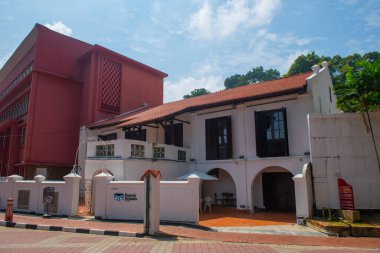 Rumah Belanda Restaurant (Restoran) on Jalan Kota Street in city center of Melaka, Malaysia. Historic cities of the Strait of Malacca is a World Heritage Site.  clipart