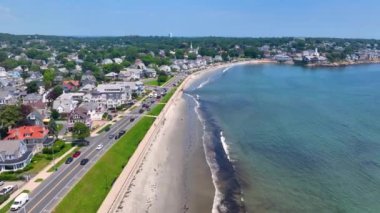 Lynn City sahilindeki Lynn Shore Drive 'daki King' s Beach hava görüntüsü ve Essex County, Massachusetts MA, ABD. 