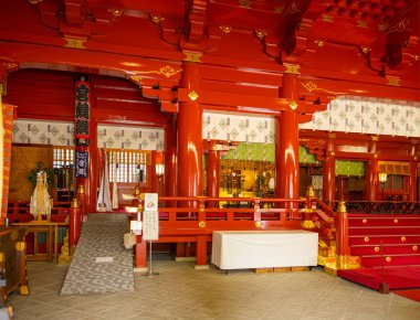 Kanda Tapınağı 'ndan Honden. Kanda Myoujin Tapınağı Chiyoda, Tokyo, Japonya 'daki Akihabara Elektrik Kasabası yakınlarında bir Shinto tapınağıdır.. 