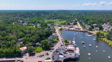 Cohasset Cove hava manzarası. Cohasset, Massachusetts MA, ABD 'deki Cohasset kasabasındaki balıkçı teknesi de dahil.. 