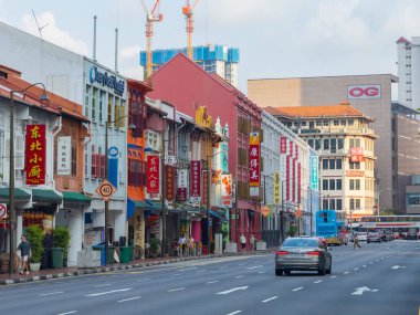 Chinatown historic commercial building on Upper Cross Street at South Bridge Road, Outram district of Central Area, Singapore. clipart