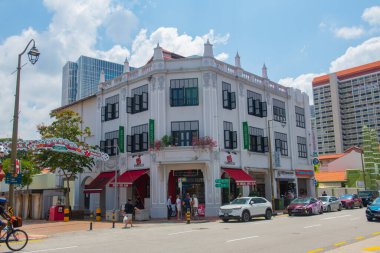Çin Mahallesi tarihi ticari binası Güney Köprüsü Yolu Pagoda Caddesi, Outram Bölgesi, Singapur.