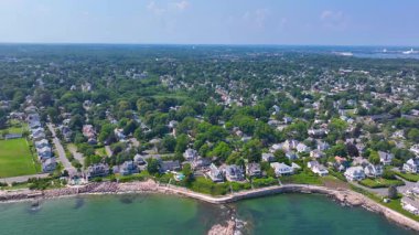 Preston Sahili hava görüntüsü yazın Marblehead kasabası ile Massachusetts MA, ABD arasında.. 