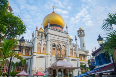 Tarihi Kampong Glam 'daki Muscat Caddesi' ndeki Mescid Sultan Camii, Orta Bölge, Singapur Rochor Bölgesi.. 