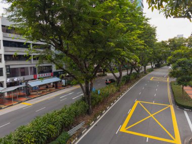 Tarihi Kampong Glam 'daki Arap Caddesi' nde Sahil Yolu hava görüntüsü, Orta Bölge, Singapur 'da Rochor bölgesi.. 