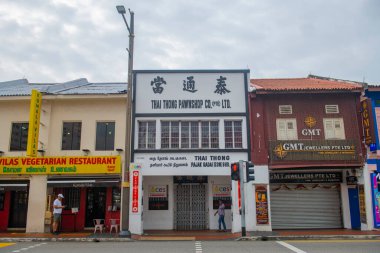 Serangoon Yolu 'ndaki Tayland tanga dükkanı Küçük Hindistan' da Dunlop Sokağı 'nda, Rochor bölgesi, Singapur,. 