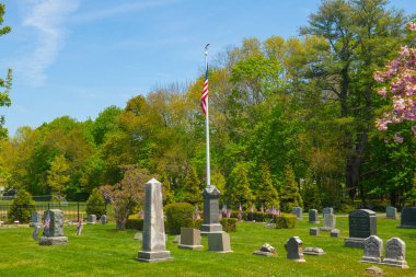 Cudworth Yolu 'ndaki Cudworth Mezarlığı tarihi şehir merkezi Scituate, Massachusetts MA, ABD.