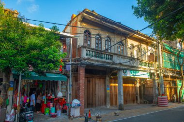 Çin 'in başkenti Fujian' ın Quanzhou şehrindeki tarihi Licheng Bölgesi Jubao Caddesi 'ndeki eski yerleşim yeri.. 