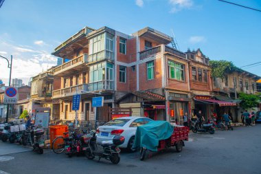 Çin 'in başkenti Fujian' ın Quanzhou şehrindeki tarihi Licheng Bölgesi Jubao Caddesi 'ndeki eski yerleşim yeri.. 