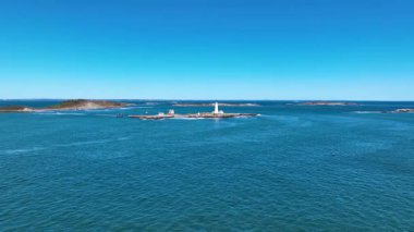 Boston Limanı, Boston, Massachusetts MA, ABD 'deki Little Brewster Adası' ndaki Boston Deniz Feneri..