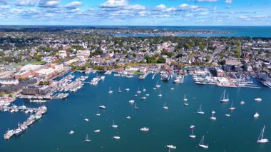 Newport Limanı hava görüntüsü Narragansett Körfezi, Newport şehri, Rhode Island RI, ABD. 