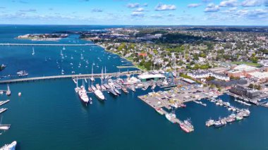 Newport Limanı hava görüntüsü Narragansett Körfezi, Newport şehri, Rhode Island RI, ABD. 