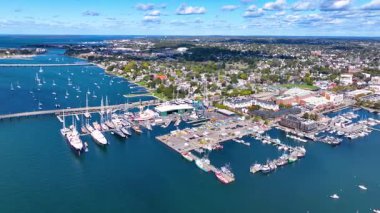 Newport Limanı hava görüntüsü Narragansett Körfezi, Newport şehri, Rhode Island RI, ABD. 