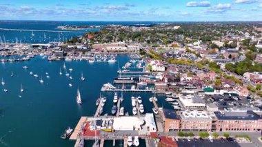 Newport Limanı hava görüntüsü Narragansett Körfezi, Newport şehri, Rhode Island RI, ABD. 